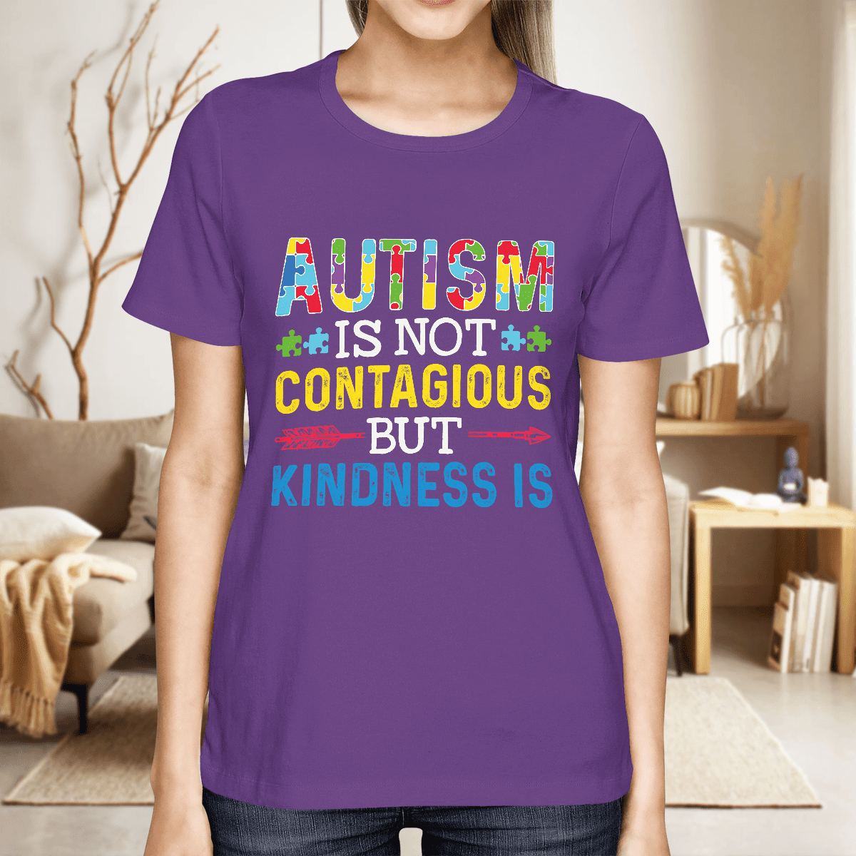 Autism Is Not Contagious 2319 The Autism T-Shirt, Gift for People with Depression,