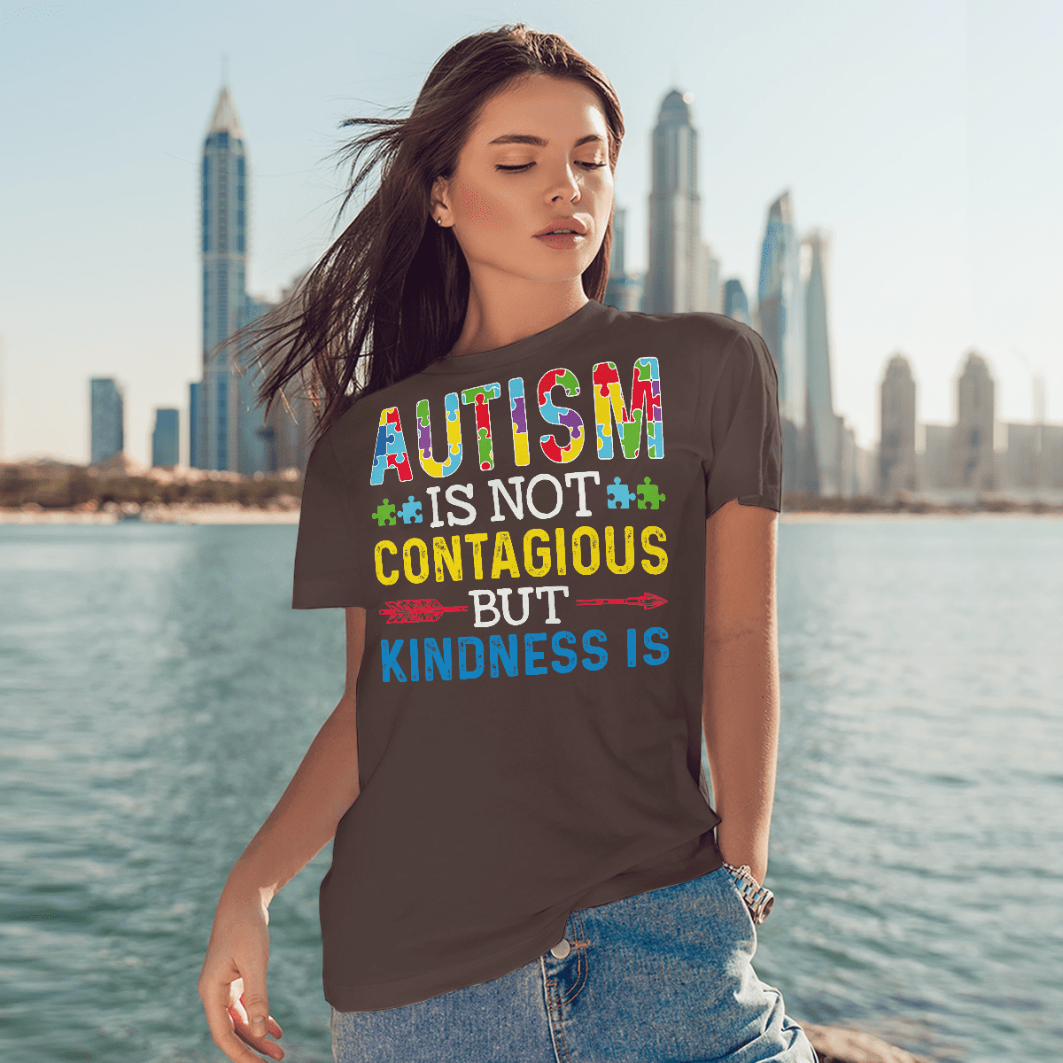 Autism Is Not Contagious 2319 The Autism T-Shirt, Gift for People with Depression,