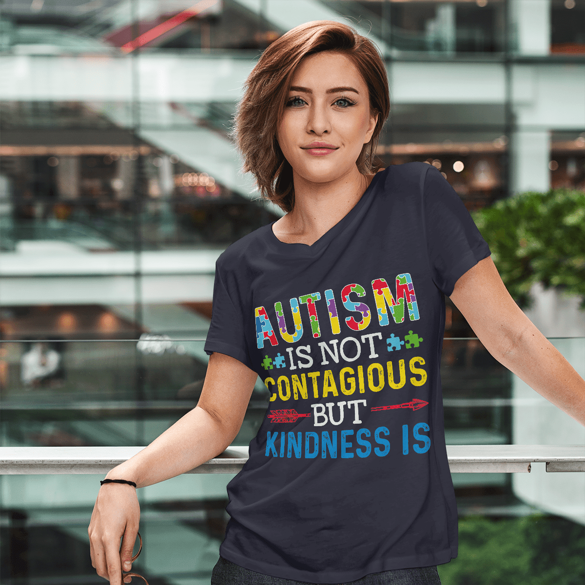 Autism Is Not Contagious 2319 The Autism T-Shirt, Gift for People with Depression,
