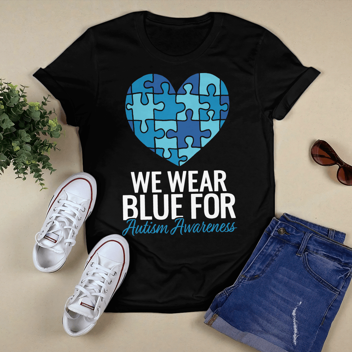 We Wear Blue The Autism T-Shirt, Gift for People with Depression,