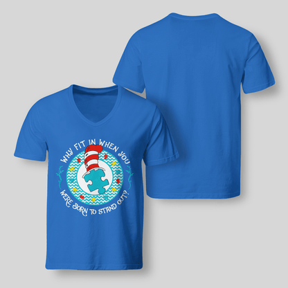 Why Fit In When You The Autism T-Shirt, Gift for People with Depression,