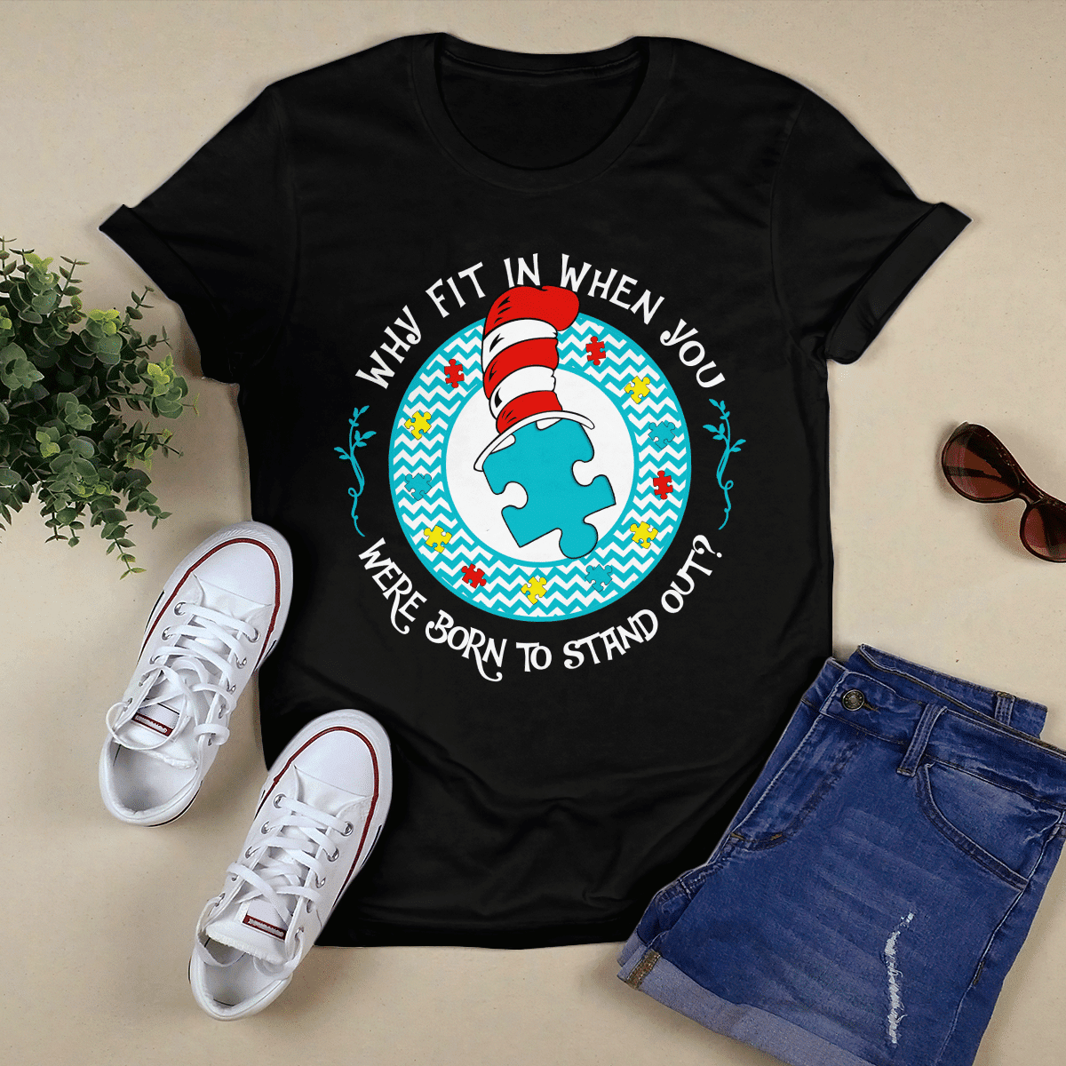 Why Fit In When You The Autism T-Shirt, Gift for People with Depression,