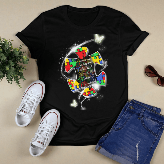 Awesome Unique Talented Jucredible Sweet My World The Autism T-Shirt, Gift for People with Depression,