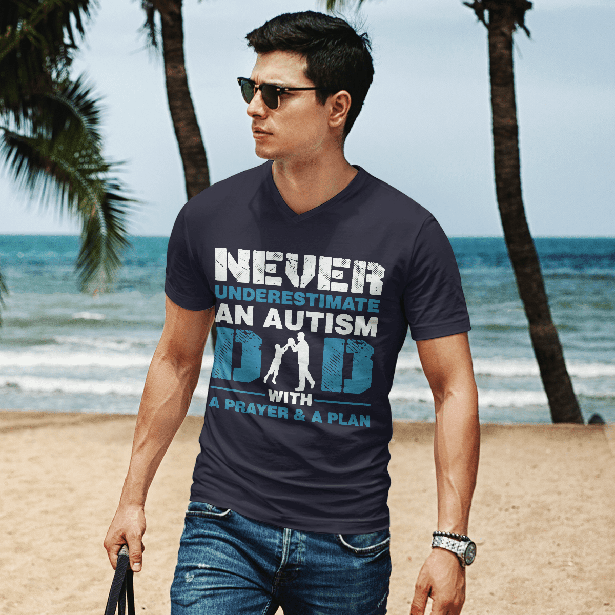 Never underestimate an autism dad The Autism T-Shirt, Gift for People with Depression,