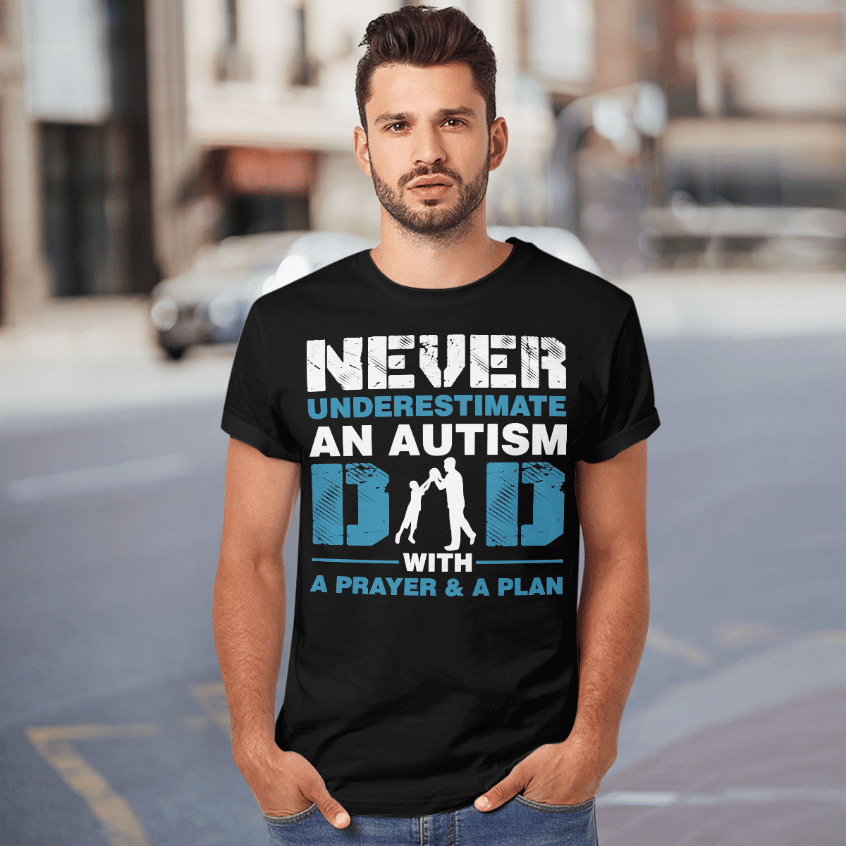 Never underestimate an autism dad The Autism T-Shirt, Gift for People with Depression,