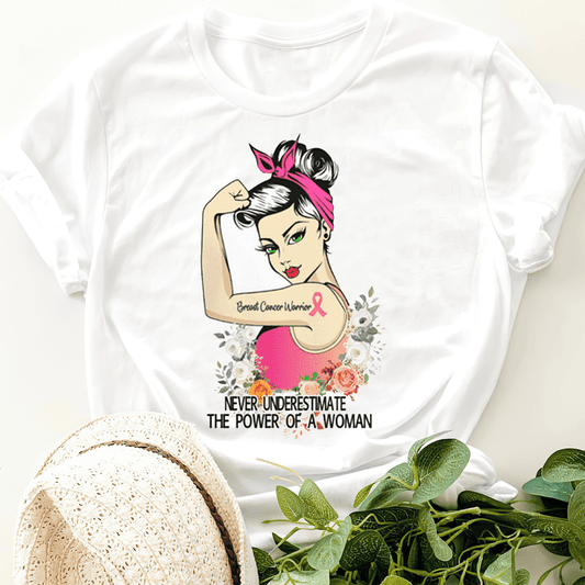 The Power Of A Woman For Cancer Warriorr,Breast Cancer Support Shirt, Breast Cancer Awareness Gift