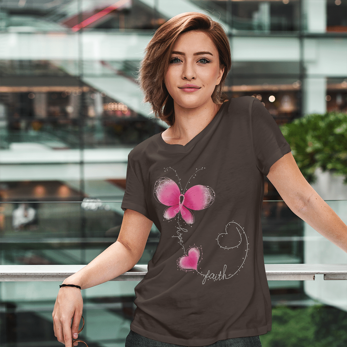 Butterfly - Breast Cancer Awareness T-Shirt, Special Gift for Breast Cancer Warrior