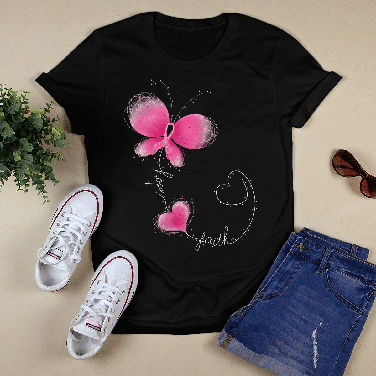 Butterfly - Breast Cancer Awareness T-Shirt, Special Gift for Breast Cancer Warrior