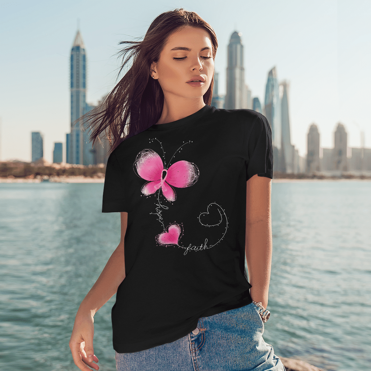 Butterfly - Breast Cancer Awareness T-Shirt, Special Gift for Breast Cancer Warrior