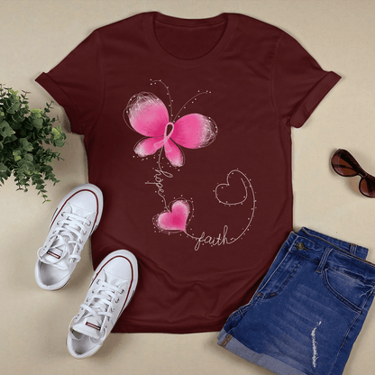 Butterfly - Breast Cancer Awareness T-Shirt, Special Gift for Breast Cancer Warrior