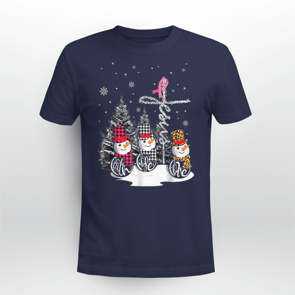 Faith Hope Love Jesus Snowman Breast Cancer OBBC 081121 , Breast Cancer Awareness T-Shirt, Special Gift for Breast Cancer Warrior