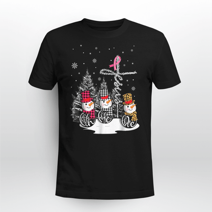 Faith Hope Love Jesus Snowman Breast Cancer OBBC 081121 , Breast Cancer Awareness T-Shirt, Special Gift for Breast Cancer Warrior