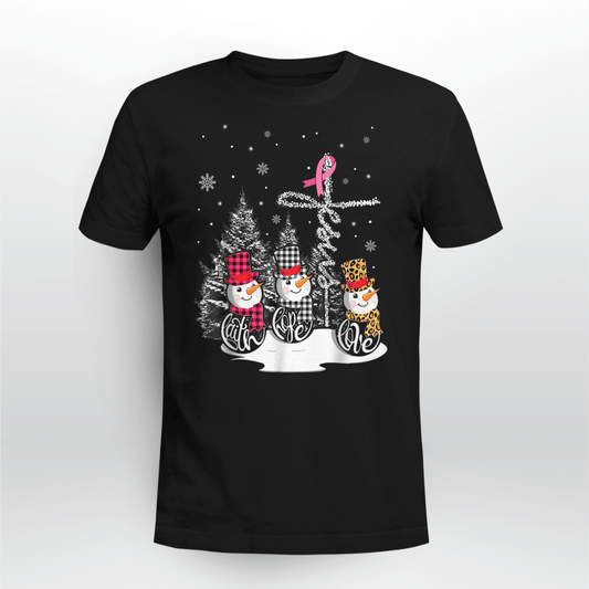 Faith Hope Love Jesus Snowman Breast Cancer OBBC 081121 , Breast Cancer Awareness T-Shirt, Special Gift for Breast Cancer Warrior
