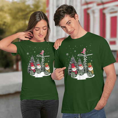 Faith Hope Love Jesus Snowman Breast Cancer OBBC 081121 , Breast Cancer Awareness T-Shirt, Special Gift for Breast Cancer Warrior