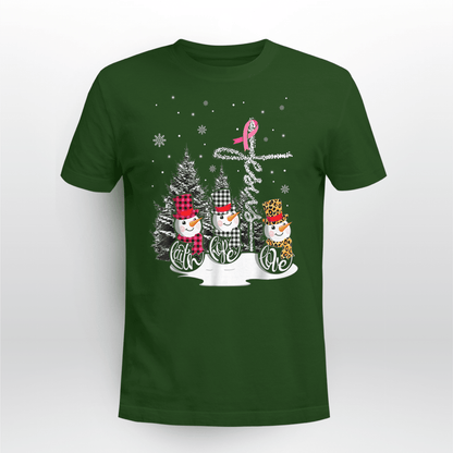 Faith Hope Love Jesus Snowman Breast Cancer OBBC 081121 , Breast Cancer Awareness T-Shirt, Special Gift for Breast Cancer Warrior