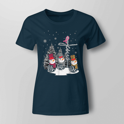 Faith Hope Love Jesus Snowman Breast Cancer OBBC 081121 , Breast Cancer Awareness T-Shirt, Special Gift for Breast Cancer Warrior