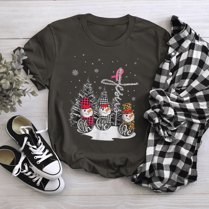 Faith Hope Love Jesus Snowman Breast Cancer OBBC 081121 , Breast Cancer Awareness T-Shirt, Special Gift for Breast Cancer Warrior
