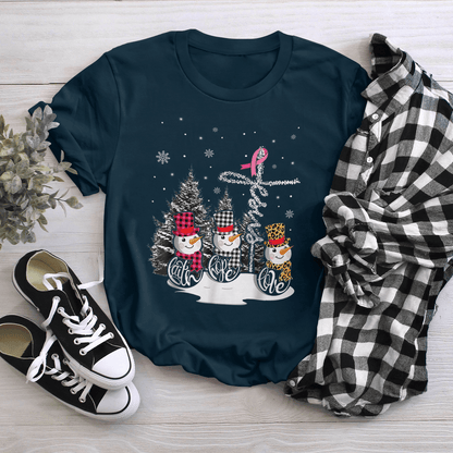 Faith Hope Love Jesus Snowman Breast Cancer OBBC 081121 , Breast Cancer Awareness T-Shirt, Special Gift for Breast Cancer Warrior