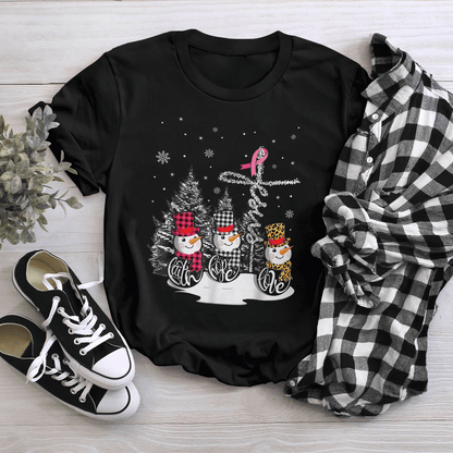 Faith Hope Love Jesus Snowman Breast Cancer OBBC 081121 , Breast Cancer Awareness T-Shirt, Special Gift for Breast Cancer Warrior