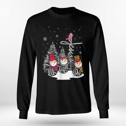 Faith Hope Love Jesus Snowman Breast Cancer OBBC 081121 , Breast Cancer Awareness T-Shirt, Special Gift for Breast Cancer Warrior