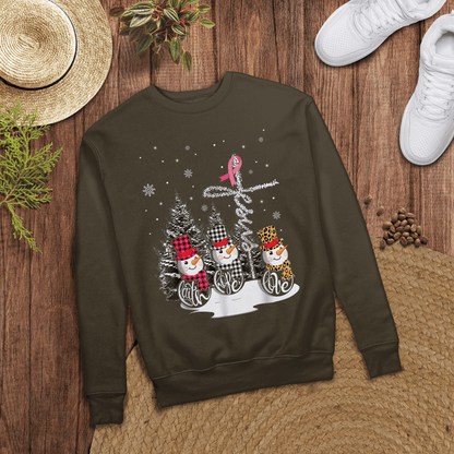 Faith Hope Love Jesus Snowman Breast Cancer OBBC 081121 , Breast Cancer Awareness T-Shirt, Special Gift for Breast Cancer Warrior