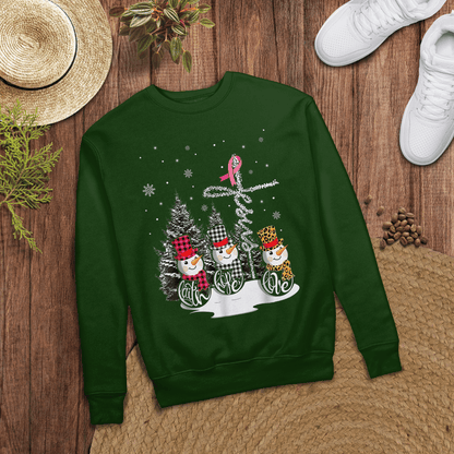 Faith Hope Love Jesus Snowman Breast Cancer OBBC 081121 , Breast Cancer Awareness T-Shirt, Special Gift for Breast Cancer Warrior