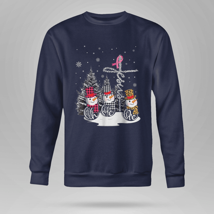 Faith Hope Love Jesus Snowman Breast Cancer OBBC 081121 , Breast Cancer Awareness T-Shirt, Special Gift for Breast Cancer Warrior