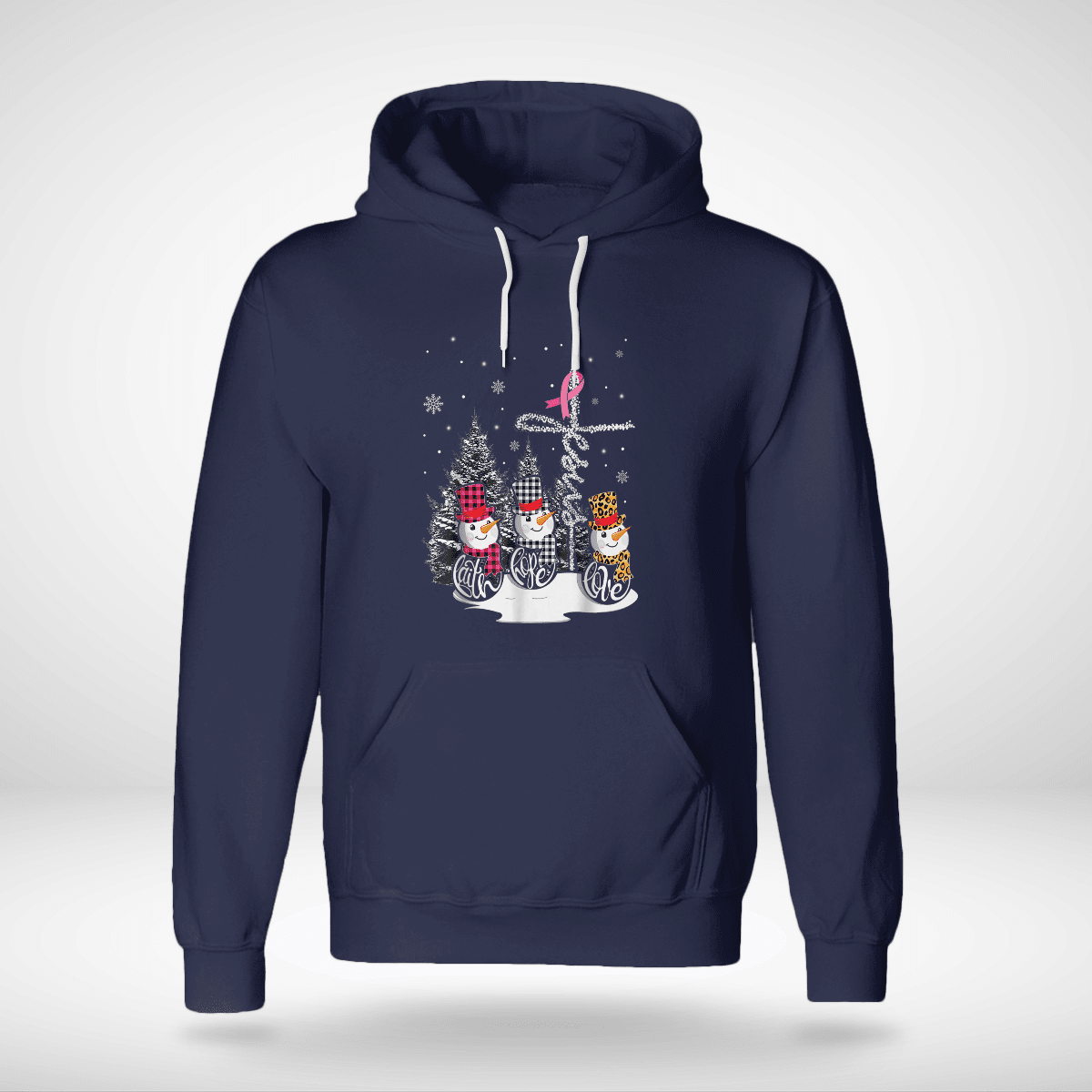 Faith Hope Love Jesus Snowman Breast Cancer OBBC 081121 , Breast Cancer Awareness T-Shirt, Special Gift for Breast Cancer Warrior