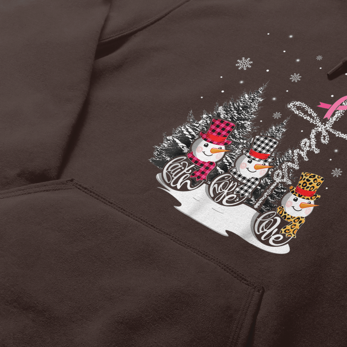 Faith Hope Love Jesus Snowman Breast Cancer OBBC 081121 , Breast Cancer Awareness T-Shirt, Special Gift for Breast Cancer Warrior