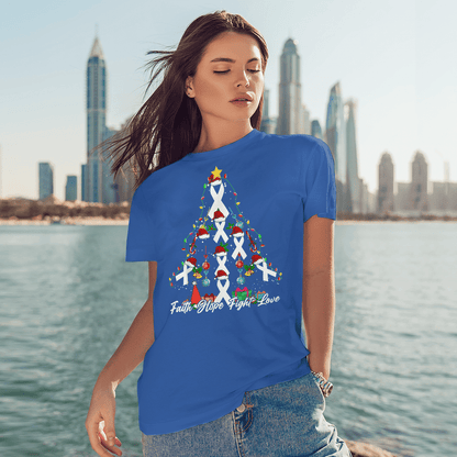 Santa White Ribbon Christmas Tree Lung , Breast Cancer Awareness T-Shirt, Special Gift for Breast Cancer Warrior