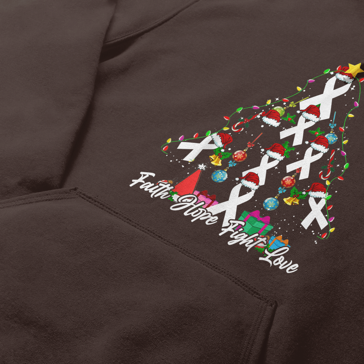 Santa White Ribbon Christmas Tree Lung , Breast Cancer Awareness T-Shirt, Special Gift for Breast Cancer Warrior