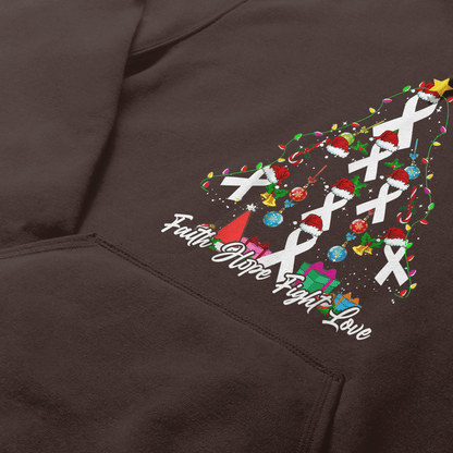 Santa White Ribbon Christmas Tree Lung , Breast Cancer Awareness T-Shirt, Special Gift for Breast Cancer Warrior