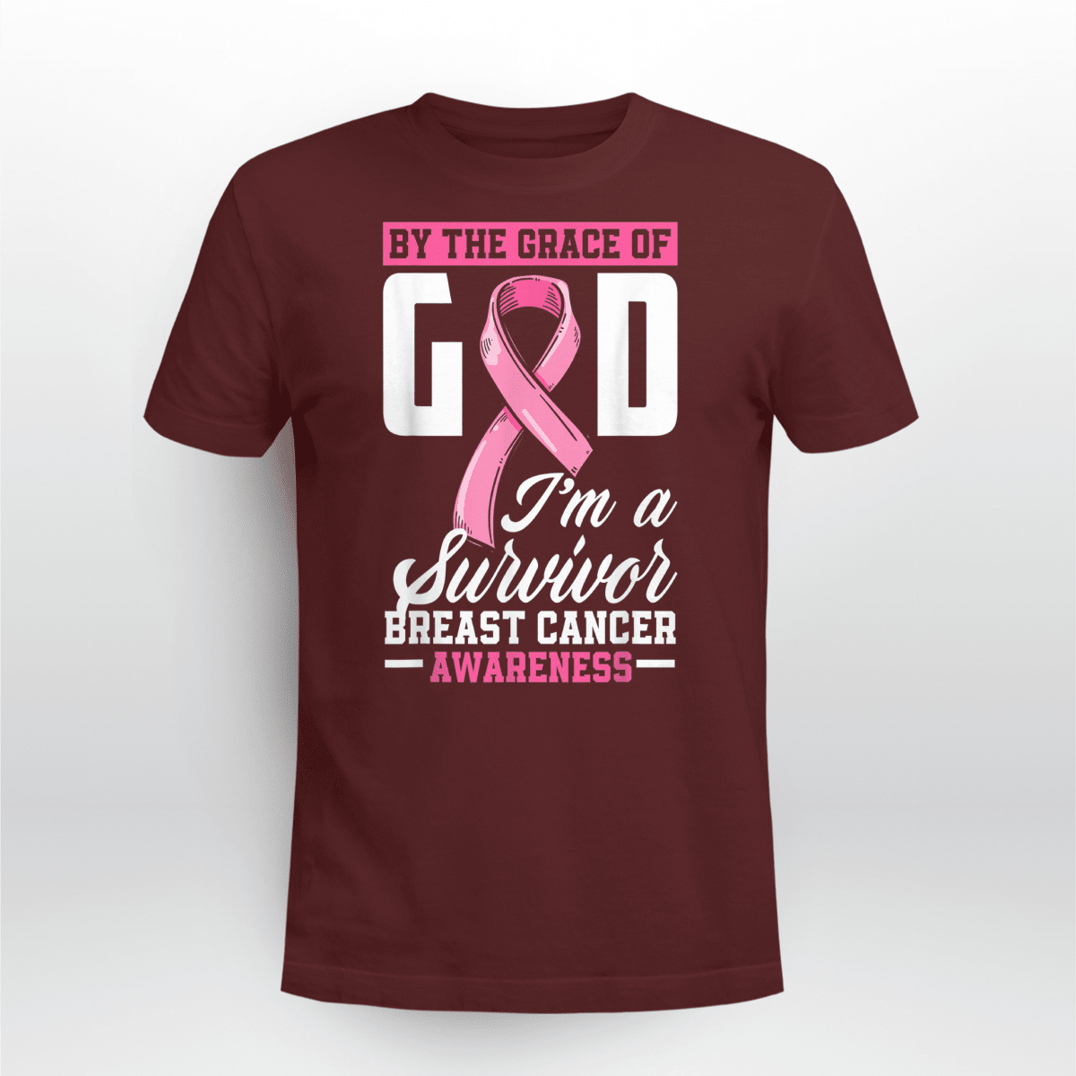 By The Grace God I'm A Survivor Breast Cancer Awareness T-Shirt, Special Gift for Breast Cancer Warrior