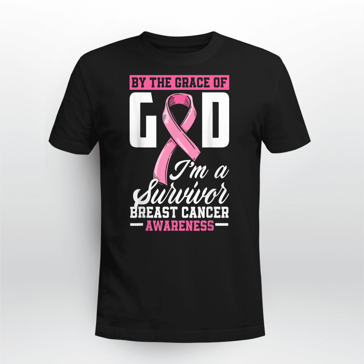 By The Grace God I'm A Survivor Breast Cancer Awareness T-Shirt, Special Gift for Breast Cancer Warrior