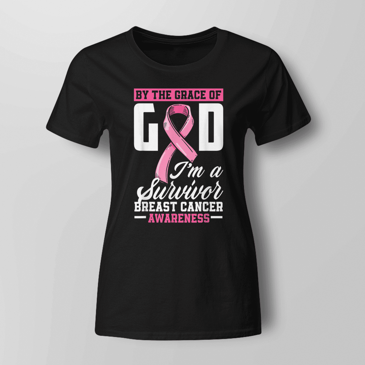 By The Grace God I'm A Survivor Breast Cancer Awareness T-Shirt, Special Gift for Breast Cancer Warrior