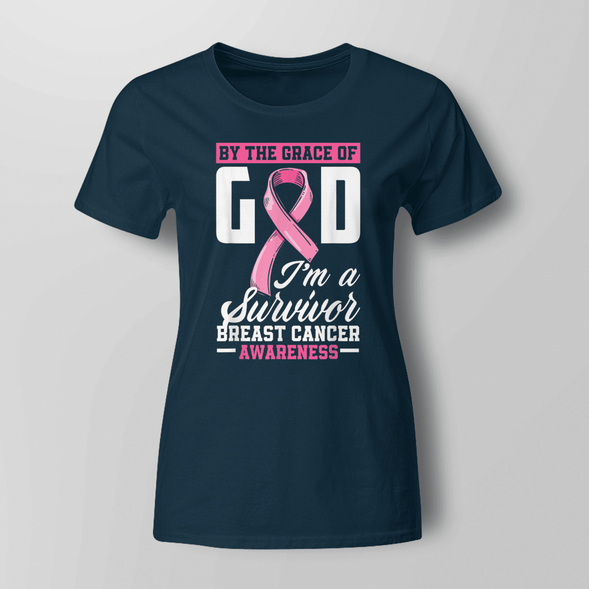 By The Grace God I'm A Survivor Breast Cancer Awareness T-Shirt, Special Gift for Breast Cancer Warrior