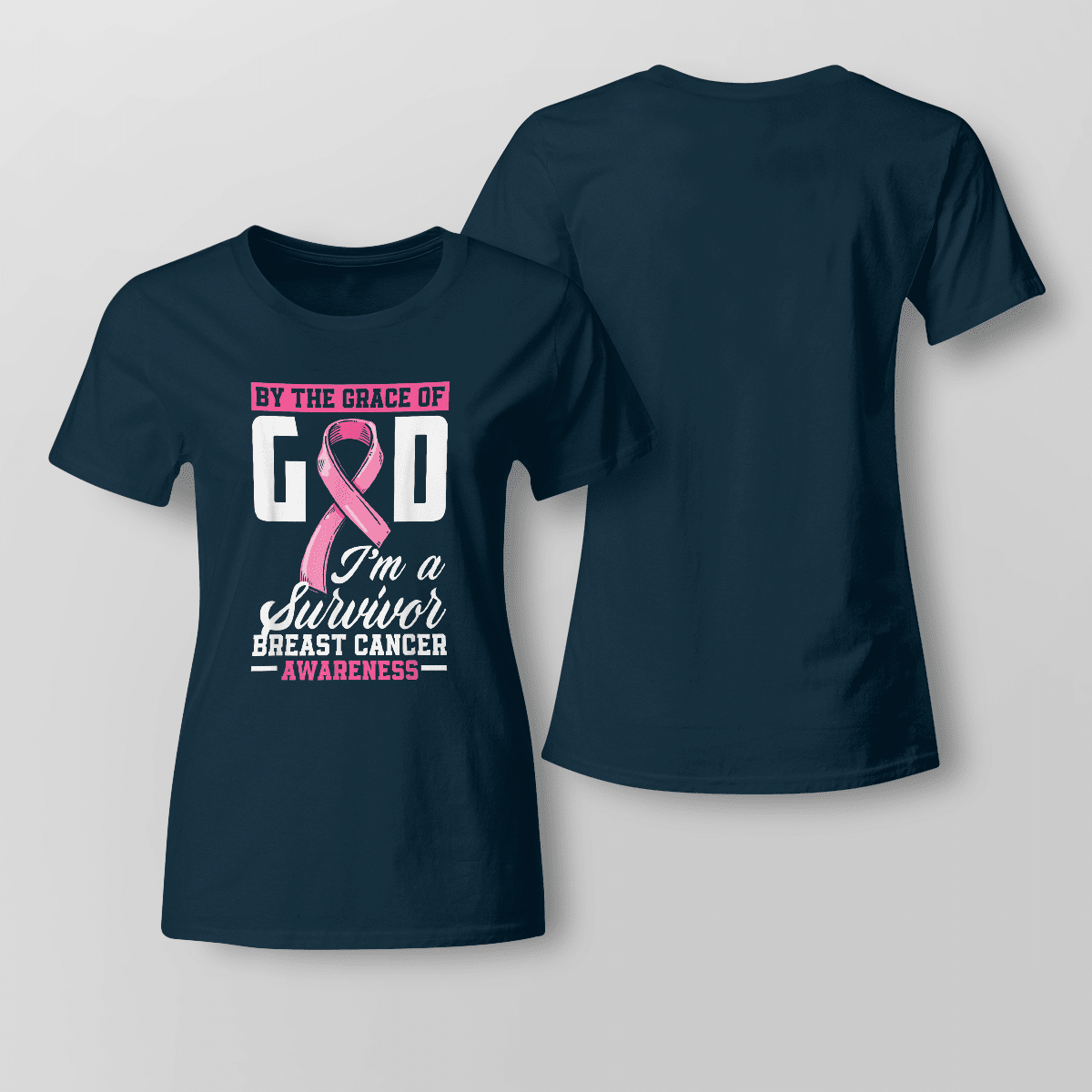 By The Grace God I'm A Survivor Breast Cancer Awareness T-Shirt, Special Gift for Breast Cancer Warrior