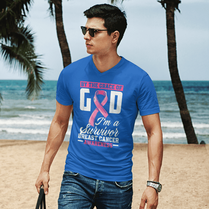 By The Grace God I'm A Survivor Breast Cancer Awareness T-Shirt, Special Gift for Breast Cancer Warrior