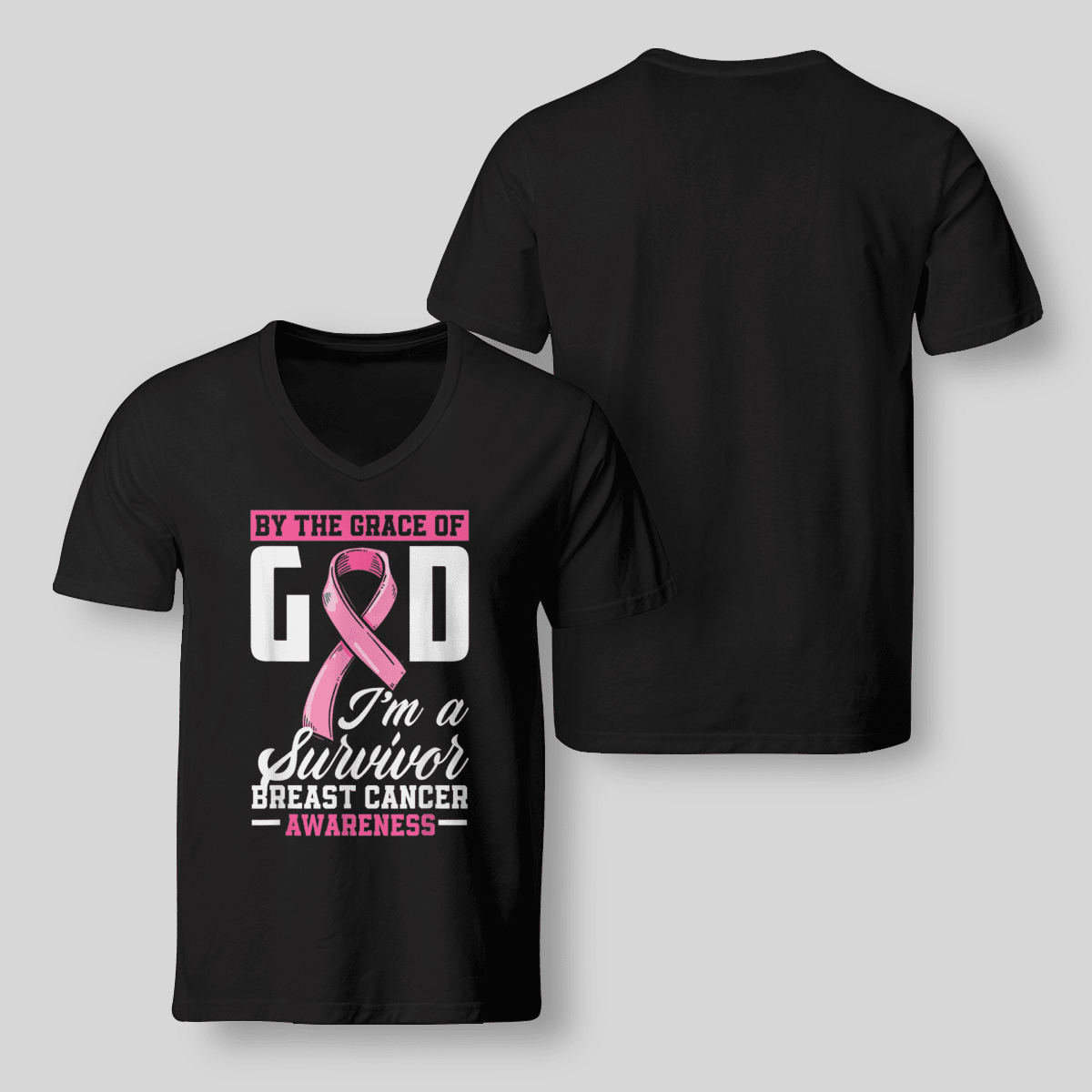 By The Grace God I'm A Survivor Breast Cancer Awareness T-Shirt, Special Gift for Breast Cancer Warrior