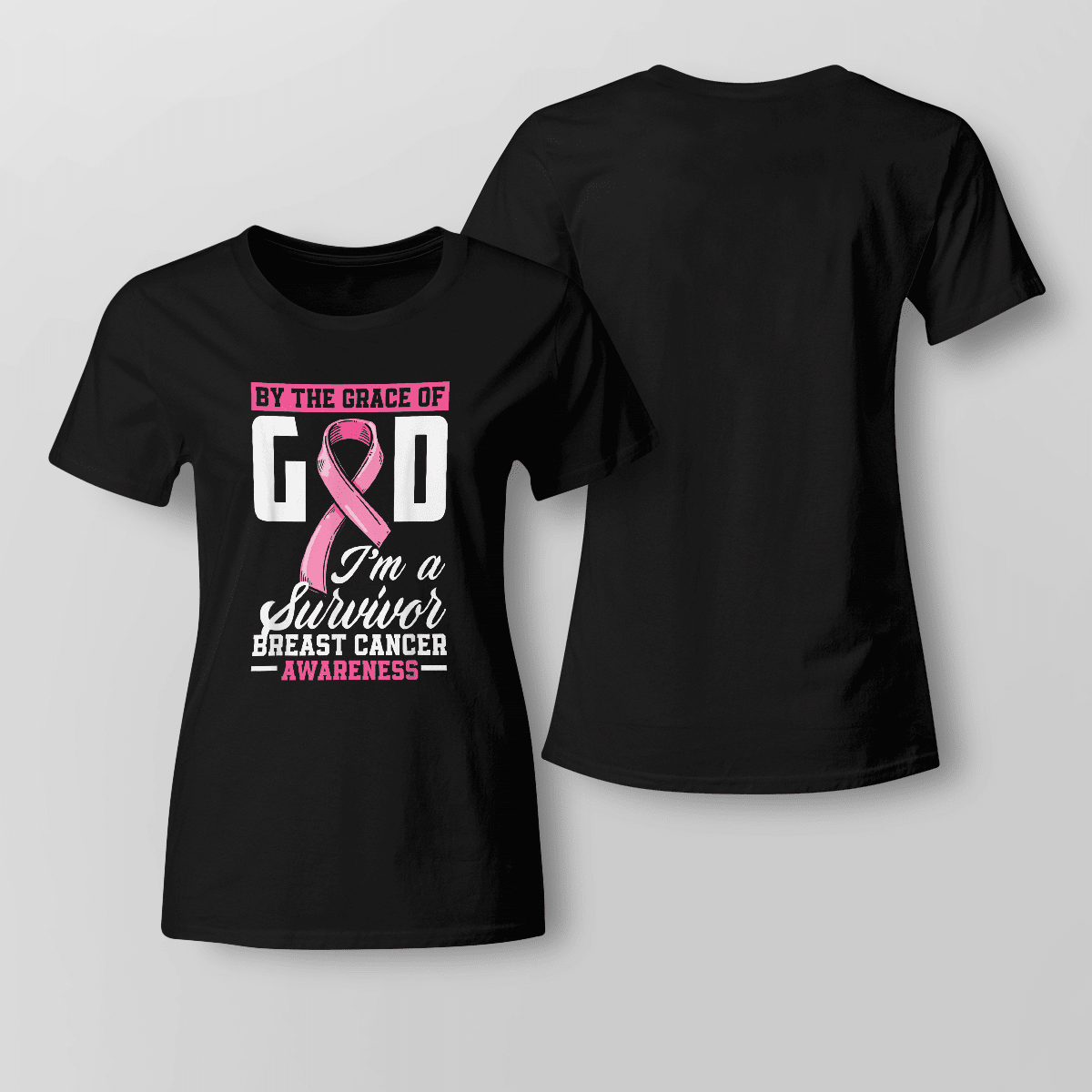 By The Grace God I'm A Survivor Breast Cancer Awareness T-Shirt, Special Gift for Breast Cancer Warrior
