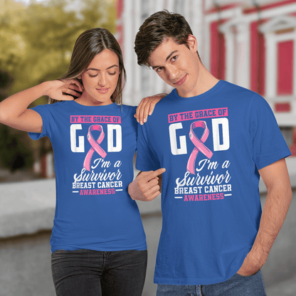 By The Grace God I'm A Survivor Breast Cancer Awareness T-Shirt, Special Gift for Breast Cancer Warrior