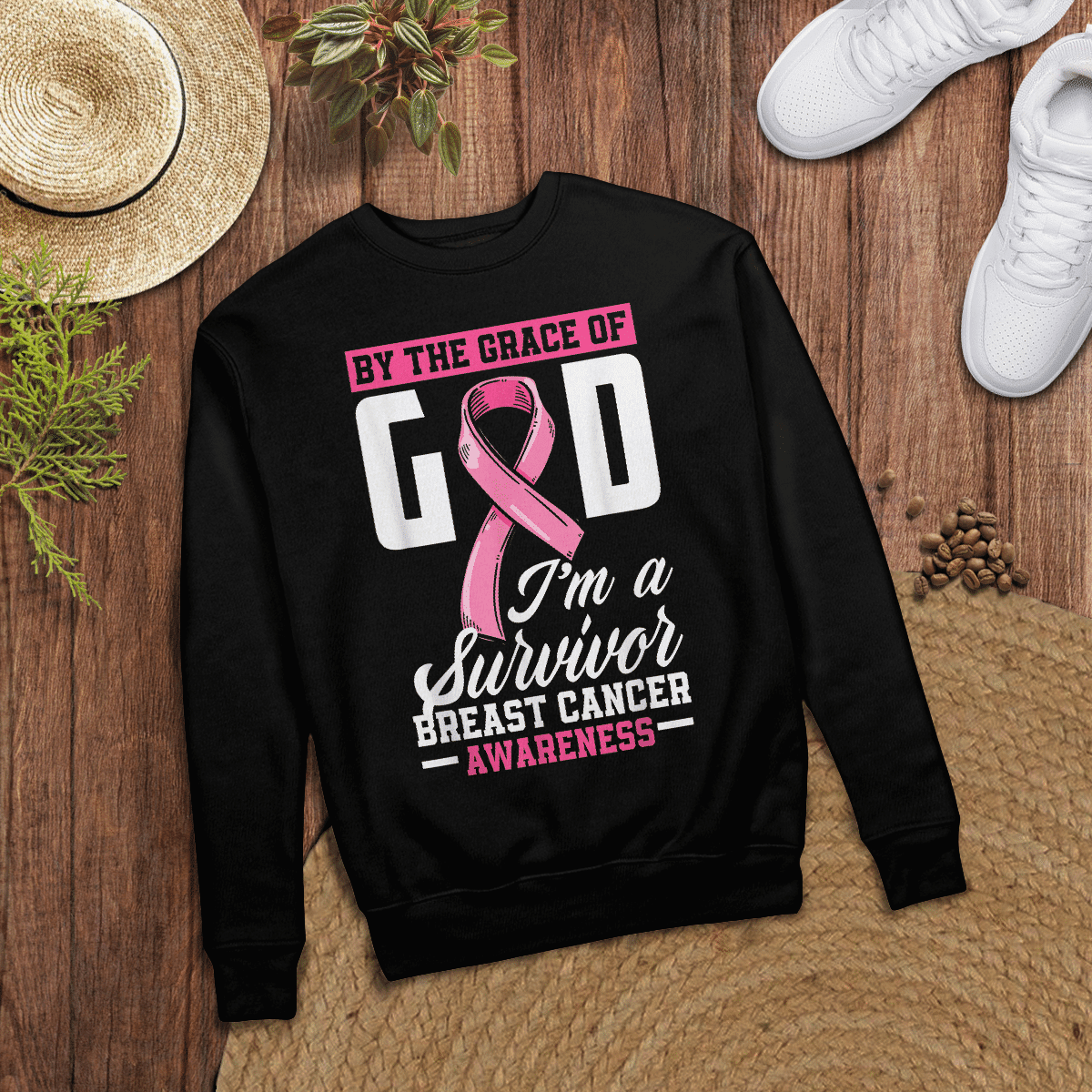 By The Grace God I'm A Survivor Breast Cancer Awareness T-Shirt, Special Gift for Breast Cancer Warrior