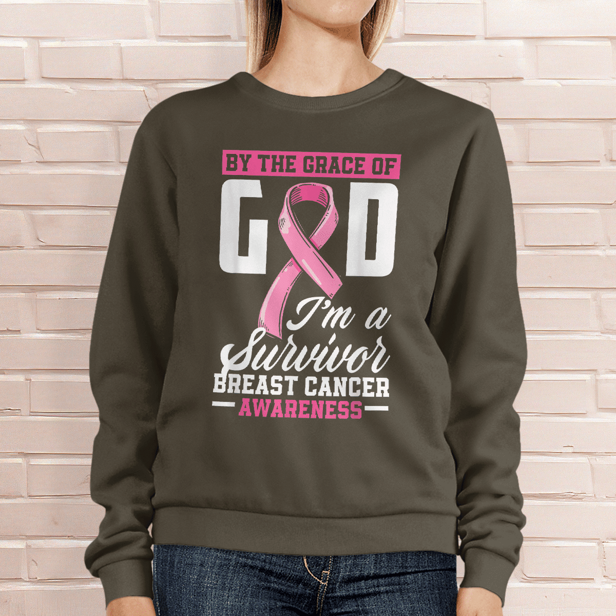 By The Grace God I'm A Survivor Breast Cancer Awareness T-Shirt, Special Gift for Breast Cancer Warrior