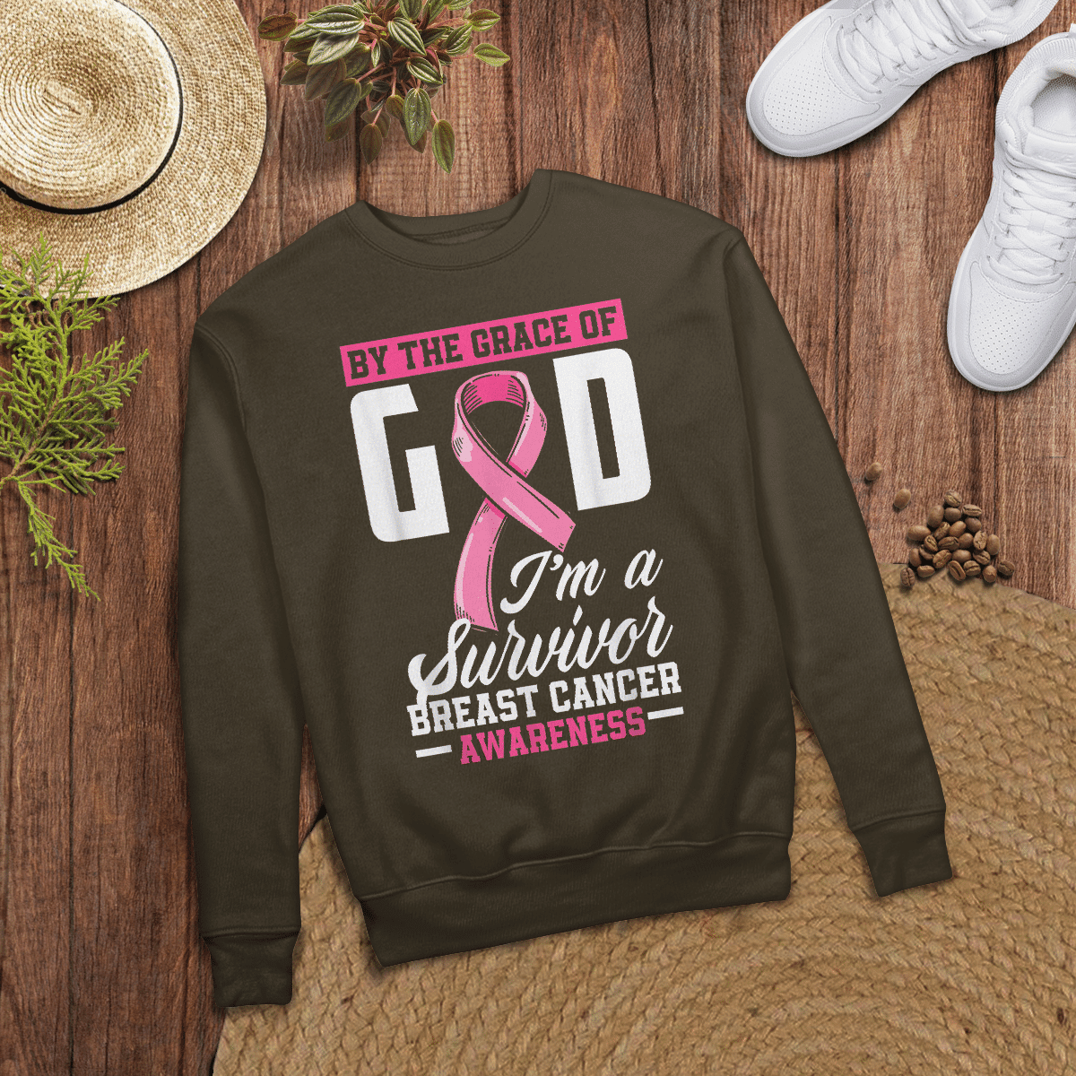 By The Grace God I'm A Survivor Breast Cancer Awareness T-Shirt, Special Gift for Breast Cancer Warrior