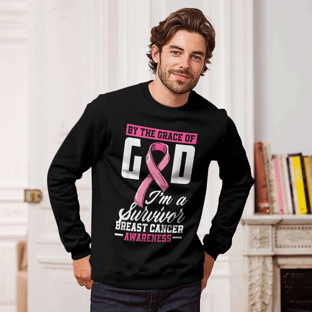 By The Grace God I'm A Survivor Breast Cancer Awareness T-Shirt, Special Gift for Breast Cancer Warrior