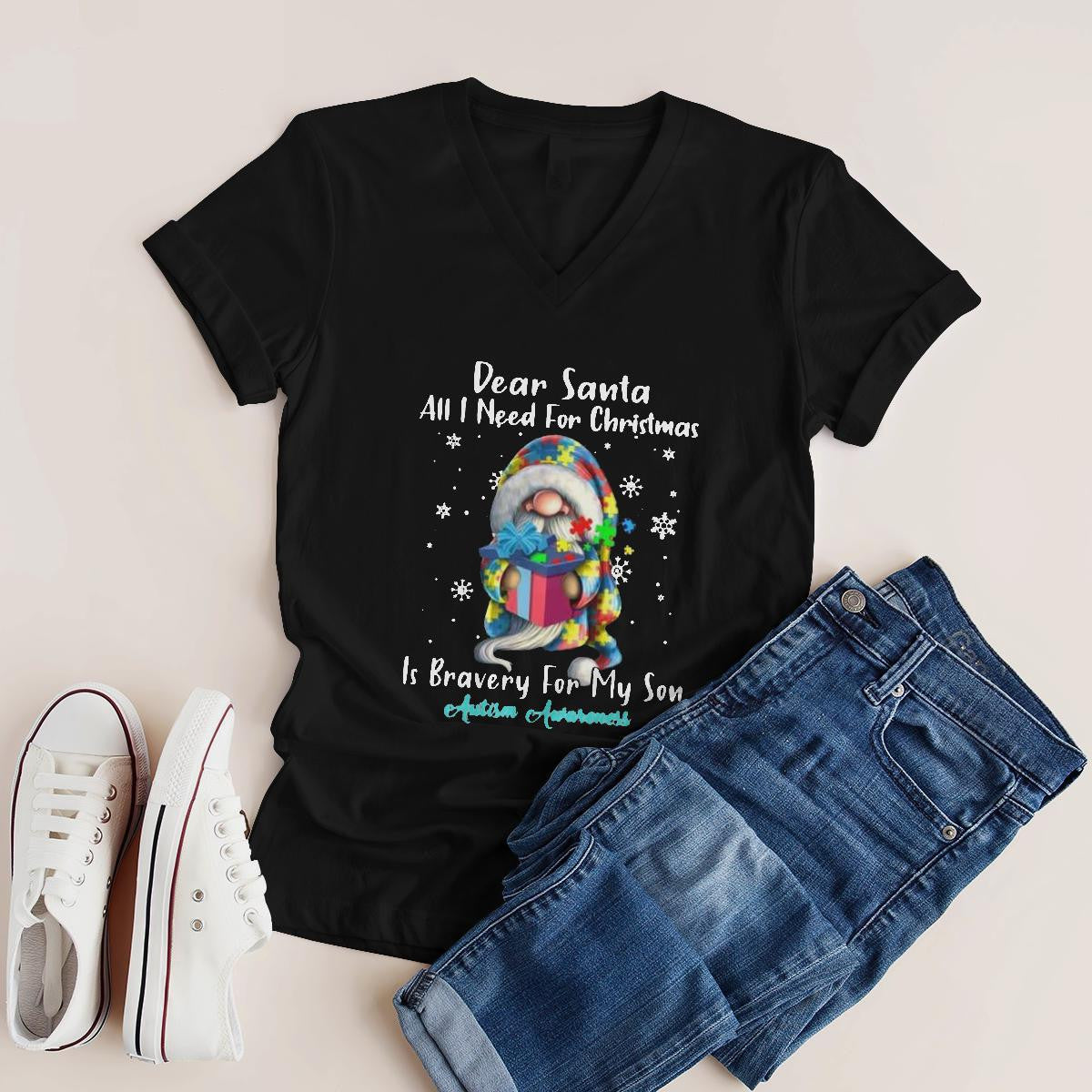 Dear Santa All I Need For Christmas Is very For My Son The Autism T-Shirt, Gift for People with Depression,