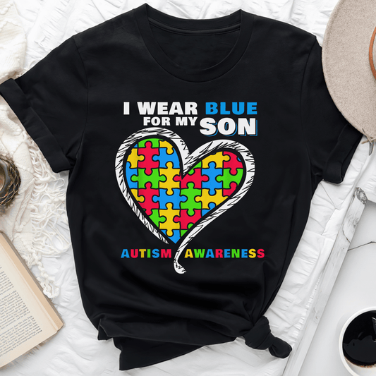 I Wear Blue For My Son The Autism T-Shirt, Gift for People with Depression,