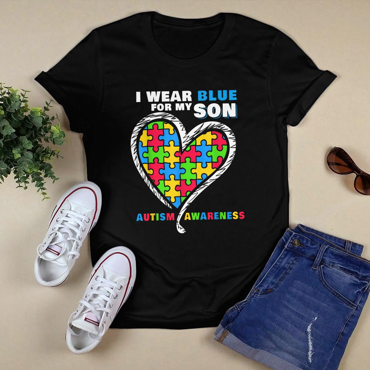I Wear Blue For My Son The Autism T-Shirt, Gift for People with Depression,