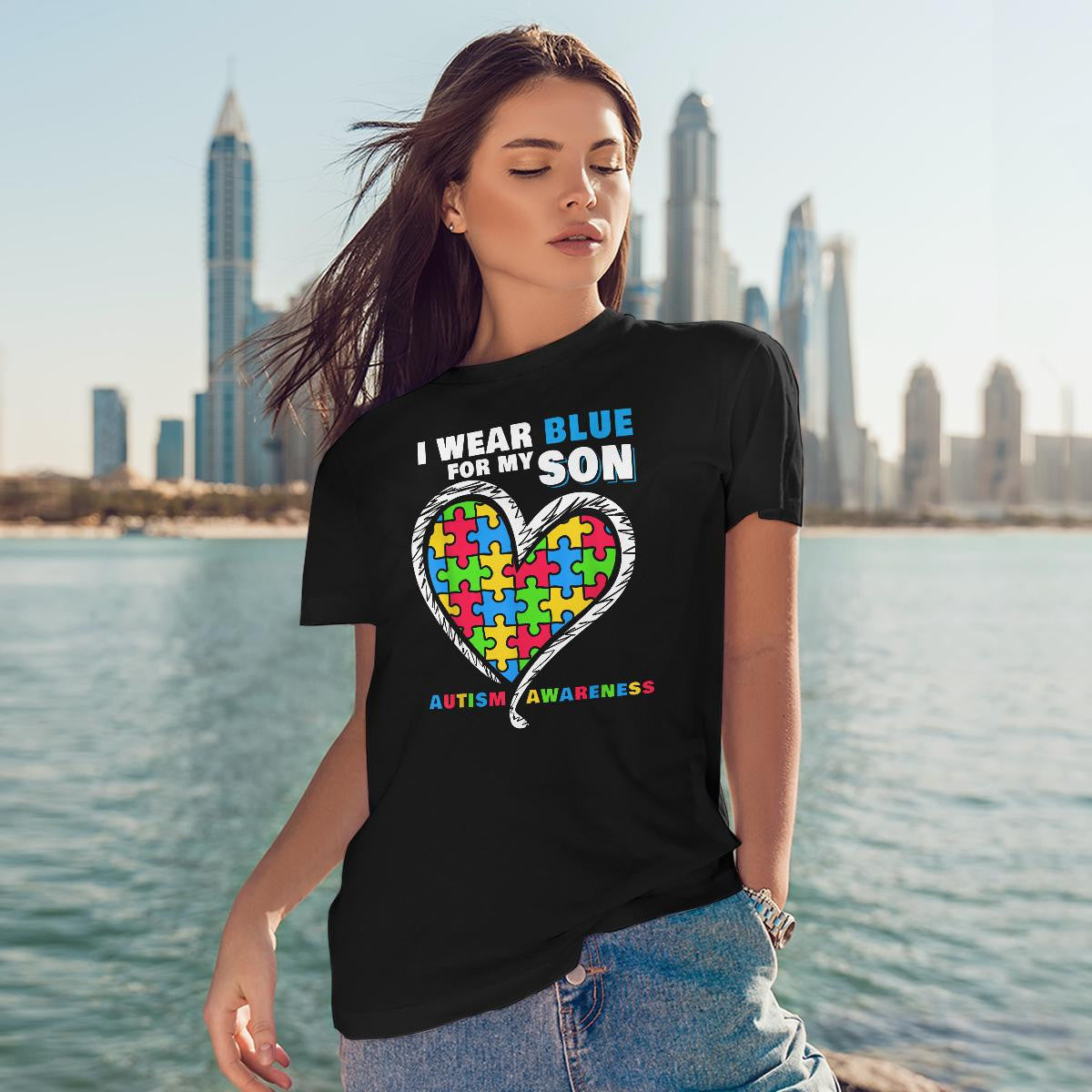 I Wear Blue For My Son The Autism T-Shirt, Gift for People with Depression,