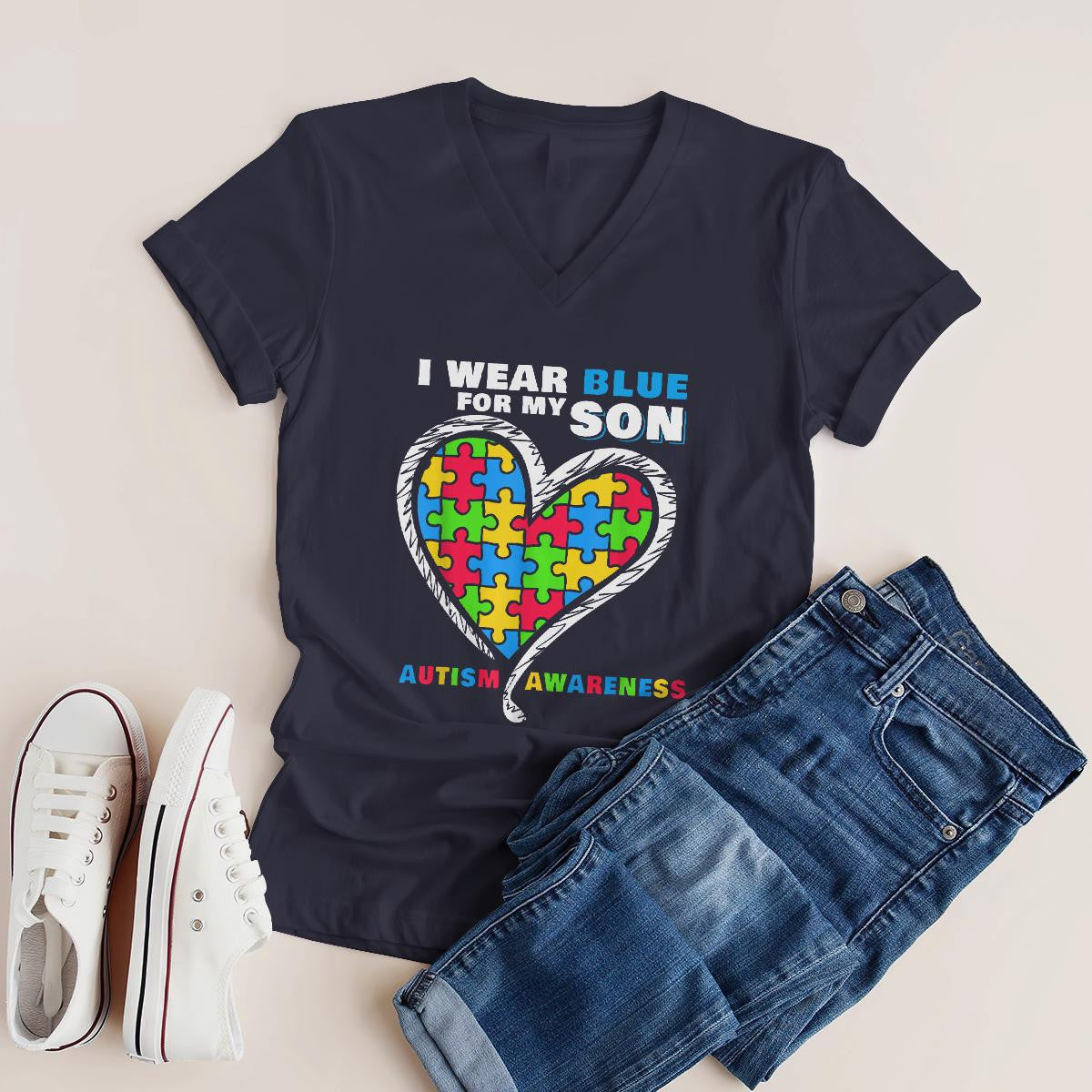 I Wear Blue For My Son The Autism T-Shirt, Gift for People with Depression,